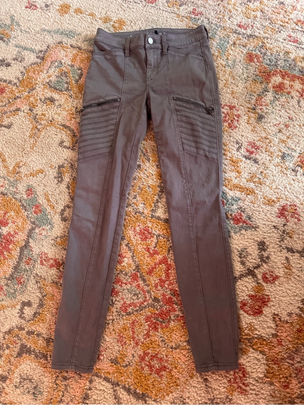 White House Black Market Women's Skinny Moto-Style Pants in Brown